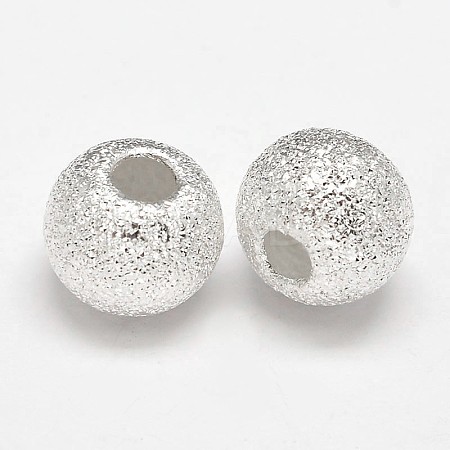 Round 925 Sterling Silver Textured Beads STER-F012-23G-1