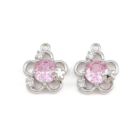 Brass Pave Pearl Pink Cubic Zirconia Pendants CU-CBA8124-01C-P-1