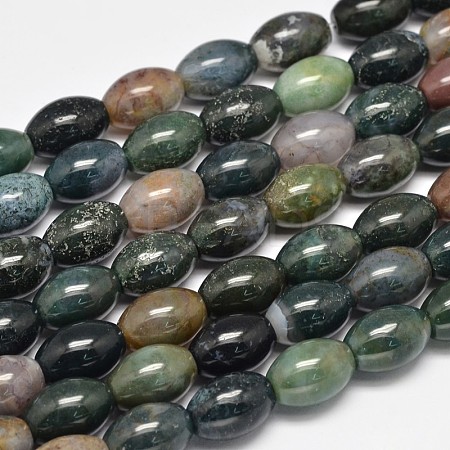 Oval Natural Indian Agate Bead Strands G-M257-14x10mm-01-1