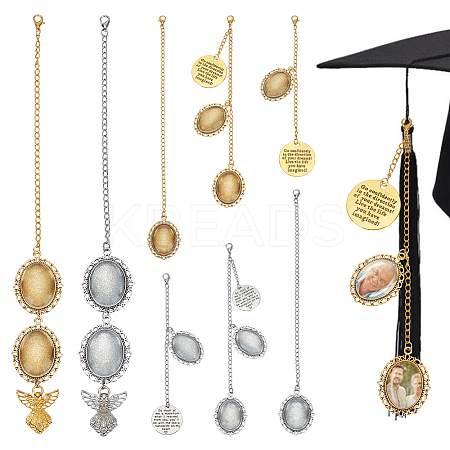 Oval Alloy Graduation Cap Pendant Decoration HJEW-AR00003-1