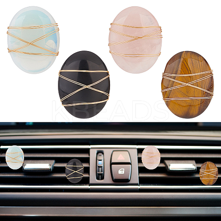 4Pcs 4 Style Oval Gemstone Car Air Vent Clips JEWB-AB00027-1