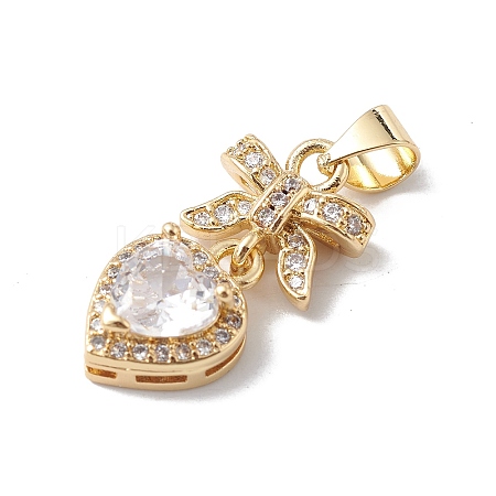 Rack Plating Brass Cubic Zirconia Pendants KK-H434-31G-1