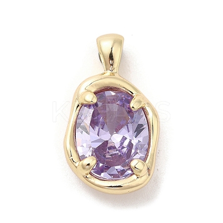 Golden Brass Micro Pave Cubic Zirconia Pendants KK-U031-02G-06-1