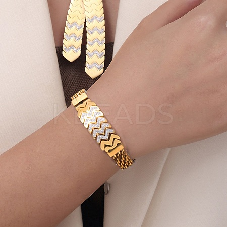 304 Stainless Steel with Cubic Zirconia Bracelet NJEW-Q322-06G-1