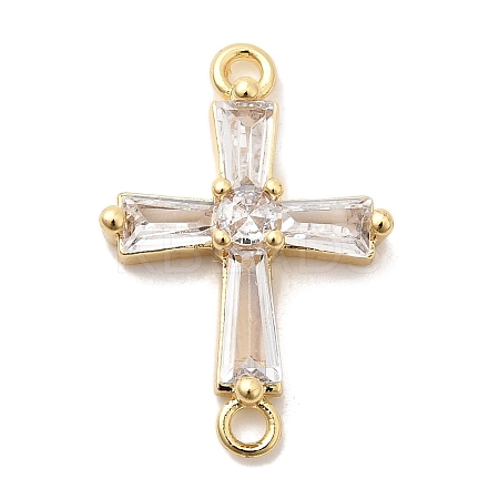 Brass Pave Clear Cubic Zirconia Connector Charms KK-H529-39D-G-1