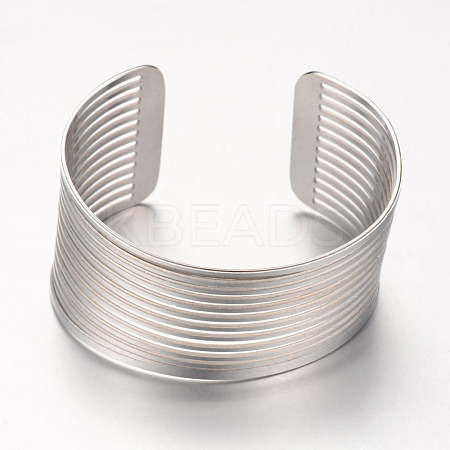 Tarnish Resistant 304 Stainless Steel Filigree Cuff Bangles X-STAS-S060-05-1