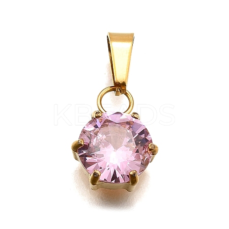 304 Stainless Steel Pave Cubic Zirconia Pendants STAS-B086-12G-04-1