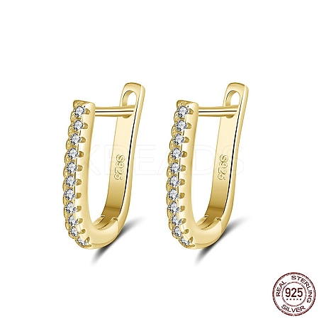 925 Sterling Silver Cubic Zirconia Stud Earrings for Women EJEW-P231-41G-1