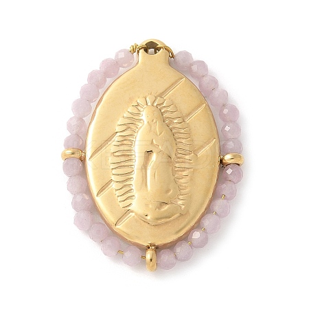 304 Stainless Steel Oval Embossed Jesus Pendants STAS-L022-490G-01-1
