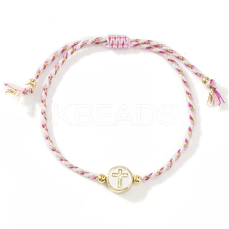 Brass Enamel Bead Braided Bead Bracelets AG3101-1-1