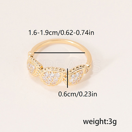 Brass Micro Pave Cubic Zirconia Finger Rings for Women PY9087-1-1
