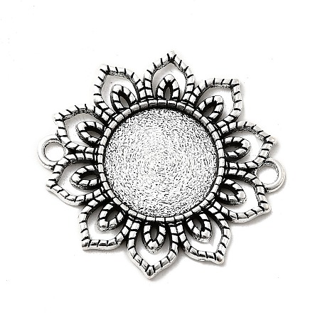 Tibetan Style Alloy Flower Cabochon Connector Bezel Settings PALLOY-J494-06AS-1