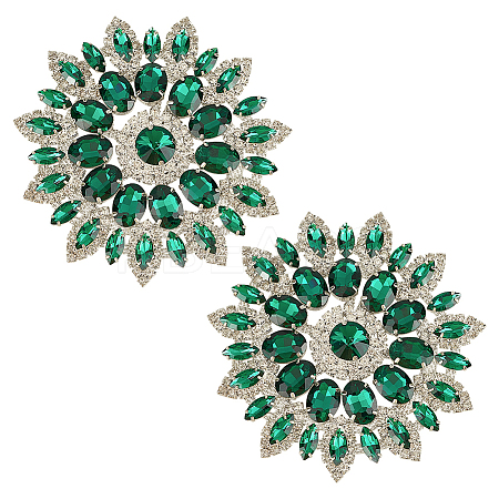 2Pcs Alloy with Rhinestone Handicraft Beading Appliques AJEW-FG0004-29B-1