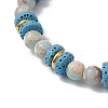 Natural Lava Rock & Synthetic Aqua Terra Jasper & Natural Aquamarine Beads Strethch Bracelets BJEW-JB11666-5