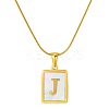 Stainless Steel Snake Bone Chain Alphabet Necklace with Shell Pendant WD3660-10-1