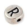 925 Sterling Silver Flat Round with Letter Beads STER-G044-01AS-R-2