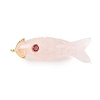 Natural Rose Quartz Carved Pendants G-P599-07G-04-1