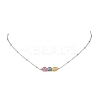 Natural Multicolor Tourmaline Faceted Cube Beads Pendant 304 Stainless Steel Satellite Chain Necklacs for Women NJEW-JN06541-02-2
