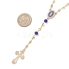 Brass Heart Link Rosary Bead Necklaces NJEW-JN05627-4