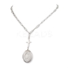 Brass Cross & Oval Locket Pendant Necklaces NJEW-JN04960-1