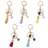 5Pcs 5 Styles Natural Gemstone Nuggets Bead Tassel Pendant Keychain KEYC-NB0001-51-1