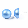 Painted Half Round Schima Wood Earrings for Girl Women EJEW-T017-02B-3