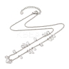 304 Stainless Steel Cubic Zirconia Teardrop & Flat Round Bib Ball Chain Necklaces for Women NJEW-F328-11P-01-2