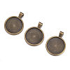 Flat Round Alloy Pendant Cabochon Settings PALLOY-A15654-AB-4