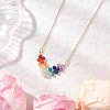 7 Chakra Natural Mixed Stone Faceted Round Beaded Arrow Pendant Brass Cabel Chain Necklaces NJEW-TA00206-1