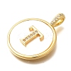 Rack Plating Brass Micro Pave Clear Cubic Zirconia Pendants with Shell KK-M309-42G-T-3