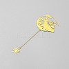 Chinese Style Brass Whale Sun Charms Bookmarks with Chain AJEW-Z042-01G-2