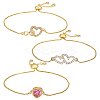 3Pcs 3 Styles Brass Slider Bracelet Sets BJEW-GA00001-1