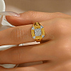 Brass Micro Pave Cubic Zirconia Finger Rings for Women GF8106-3-2
