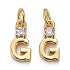 Brass Micro Pave Clear Cubic Zirconia Pendants ZIRC-Z011-35G-1