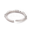 Clear Cubic Zirconia Heart Open Cuff Ring RJEW-H127-35P-3