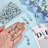 60Pcs Tortoise Tibetan Style Alloy & Glass Angel Pendant Decorations HJEW-CA00067-3