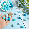 60Pcs 2 Styles Round Silicone Focal Beads with Fluorescence Acrylic Beads SIL-SP0001-01B-3