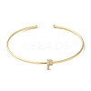 Rack Plating Brass Micro Pave Clear Cubic Zirconia Letter Open Cuff Bangles BJEW-A018-01G-P-2
