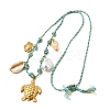 Summer Beach 304 Stainless Steel & Electroplated Natural Shell Pendant Adjustable Polyester Cord Necklaces for Women NJEW-F348-01E-G-4