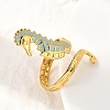 Ocean Theme 304 Stainless Steel & Enamel Cuff Rings for Women RJEW-F192-01B-G-2
