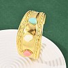 304 Stainless Steel Wide Cuff Bangles for Women BJEW-K285-02G-3