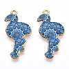 Printed Light Gold Tone Alloy Pendants ENAM-N056-210D-2