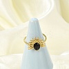 Flower 304 Stainless Steel Enamel Open Cuff Rings for Women LS-RJEW-G338-15G-02-2