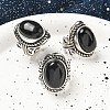 Natural Obsidian Adjustable Rings RJEW-I108-01AS-17-2