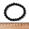Natural Obsidian Beaded Stretch Bracelets BJEW-Q692-12-8mm-2