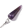 Natural Amethyst Hexagonal Pointed Cone Dowsing Pendulum Pendants G-G983-05P-01-4