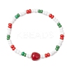 3Pcs 3 Styles Christmas Glass Seed & Handmade Lampwork Beads Stretch Bracelets for Women BJEW-MZ00197-3