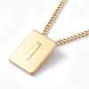 Stainless Steel Initial Letter Rectangle Pendant Necklace for Men Women LS-NJEW-E090-01G-09-1