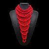 Round Wood Beaded  Multi Layered Bib Necklaces for Women FS-WG9E278-03-1