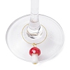 Handmade Lampwork Mushroom Wine Glass Charm AJEW-JO00216-3